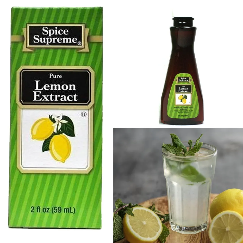 2 Spice Supreme Pure Lemon Extract Seasoning 2 Oz Jar Cook Meat Veggies Drinks