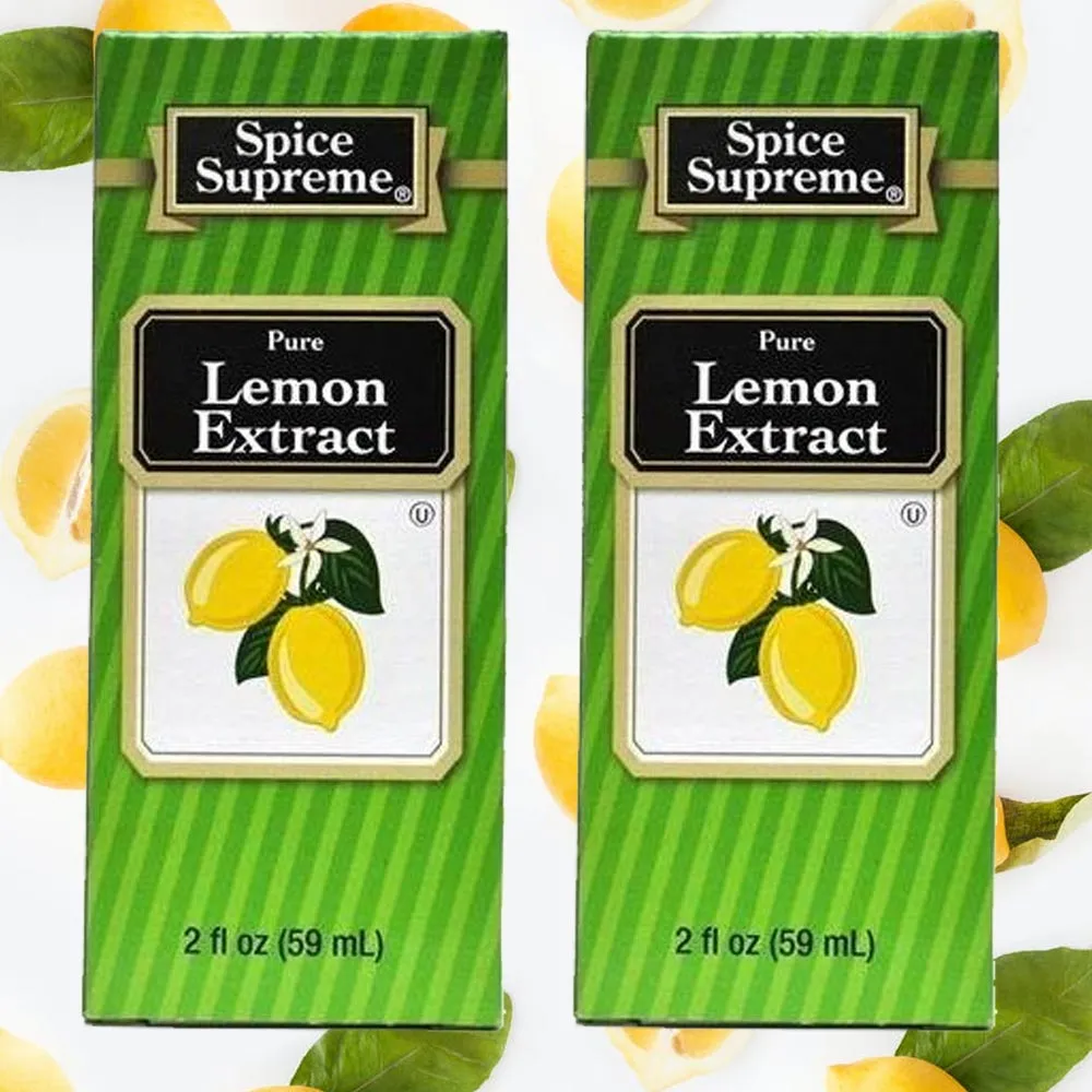 2 Spice Supreme Pure Lemon Extract Seasoning 2 Oz Jar Cook Meat Veggies Drinks