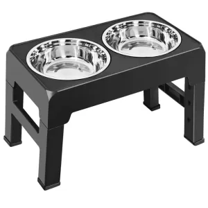4 Height Adjustable Non-slip Pet Food Water Bowl for Small Medium Large Dogs