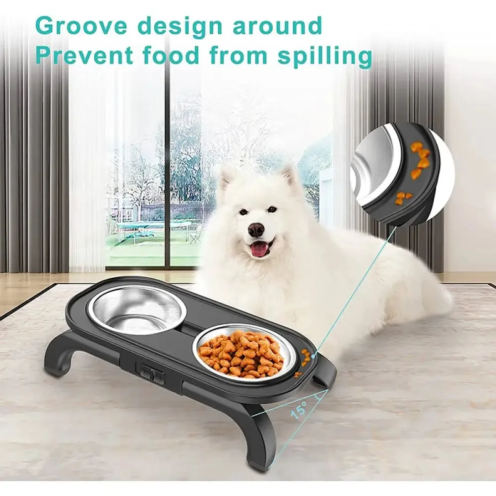 Adjustable Detachable Non-slip Stainless Steel Dog Bowls with Stand