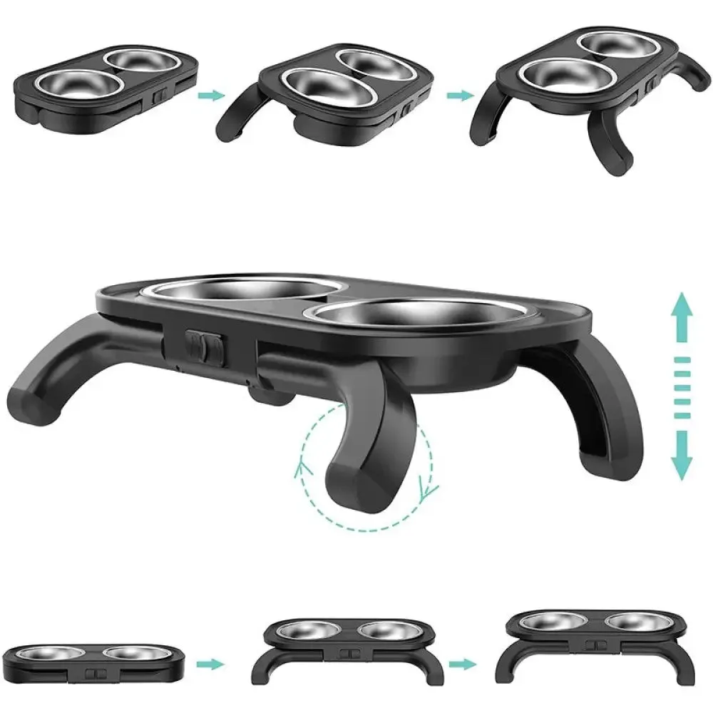 Adjustable Detachable Non-slip Stainless Steel Dog Bowls with Stand