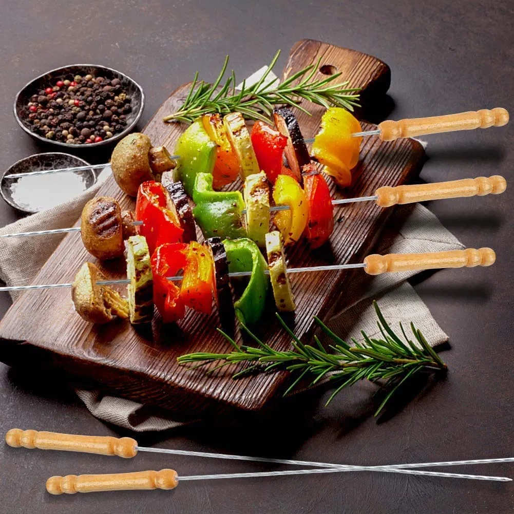 BBQ Tandoor Skewers Grill Sticks for Barbecue (Pack of 12)