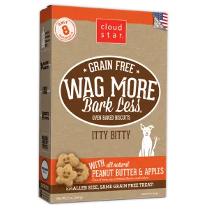 Cloud Star Wag More Bark Less Oven Baked Grain Free Itty Bitty Peanut Butter and Apple Dog Treats
