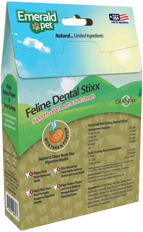 Emerald Pet Feline Dental Stixx Cat Treats Tuna 3.6oz