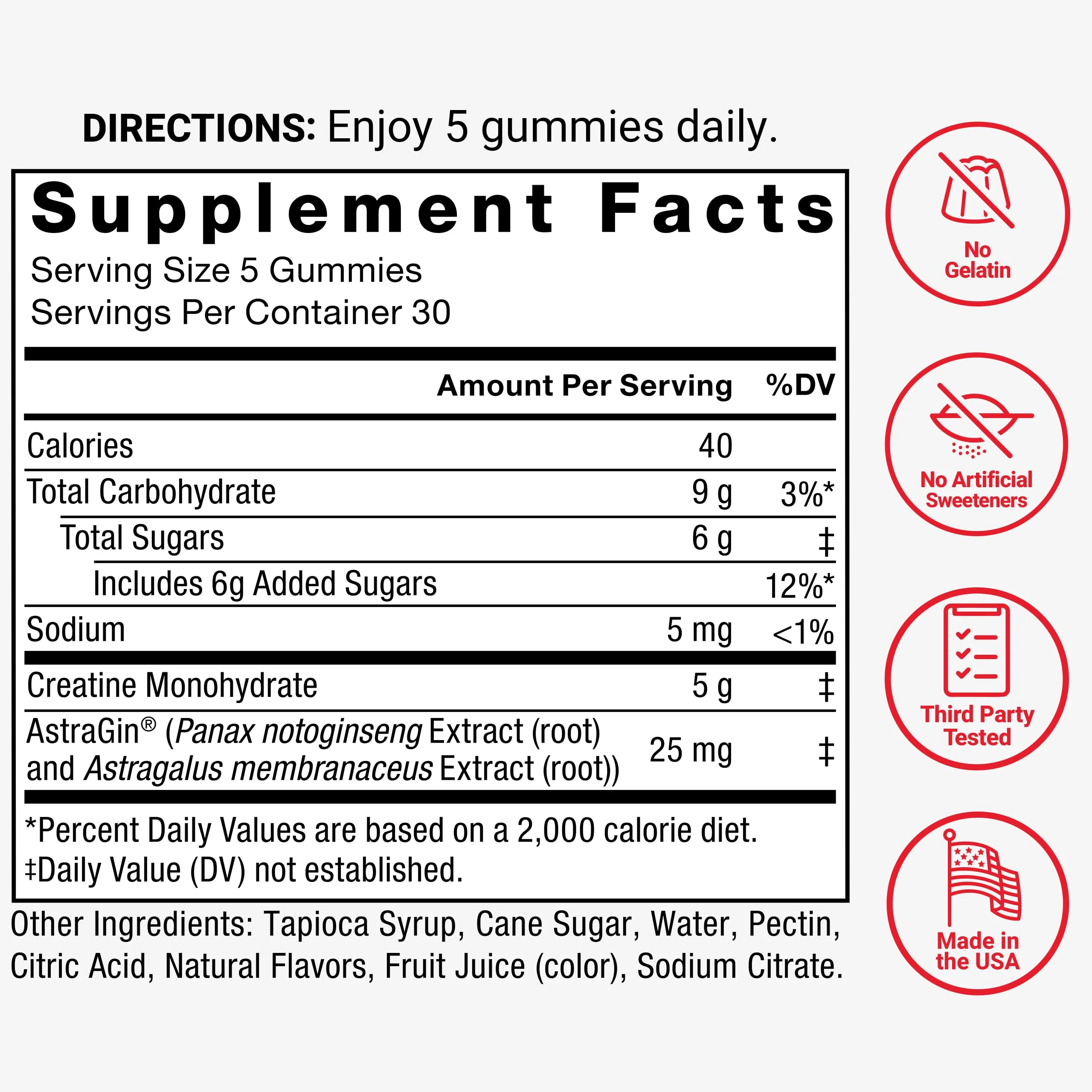 Force Factor Creatine Gummies, Creatine Monohydrate for Muscle Gain, More Strength, and Faster Recovery, Clinically Studied Creatine 5g Dose, Mixed Berry, 30 Servings