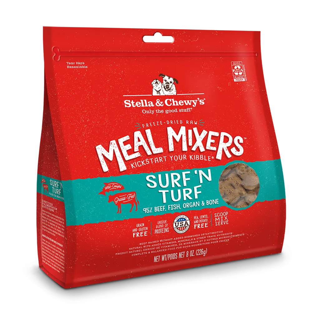 Stella & Chewy's Dog Freeze-Dried Meal Mixers - Surf & Turf 8oz (EXP SEP 2024)